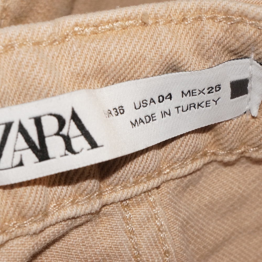 Zara High Rise Straight Cargo Cream pants - Picture 4 of 5